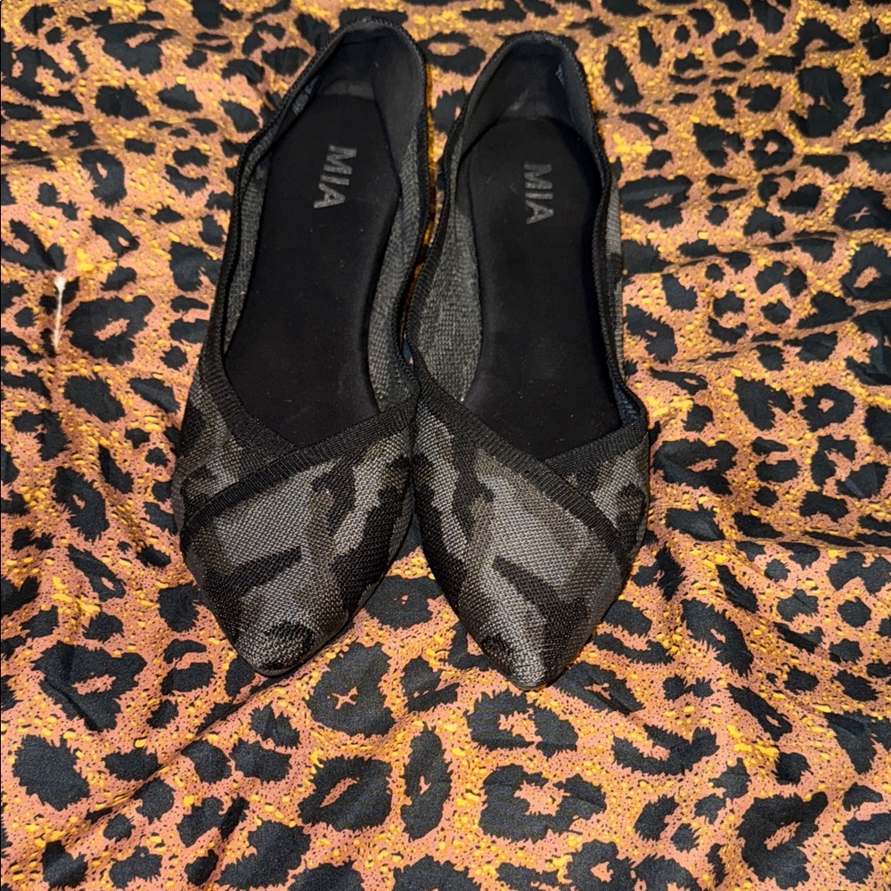 MIA Camo Black Mesh Women's Flats